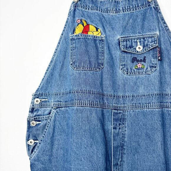 Vintage Disney Pooh & Friends Overalls Denim Jean Bib 90s Y2K Women’s Size 18 - Picture 3 of 10